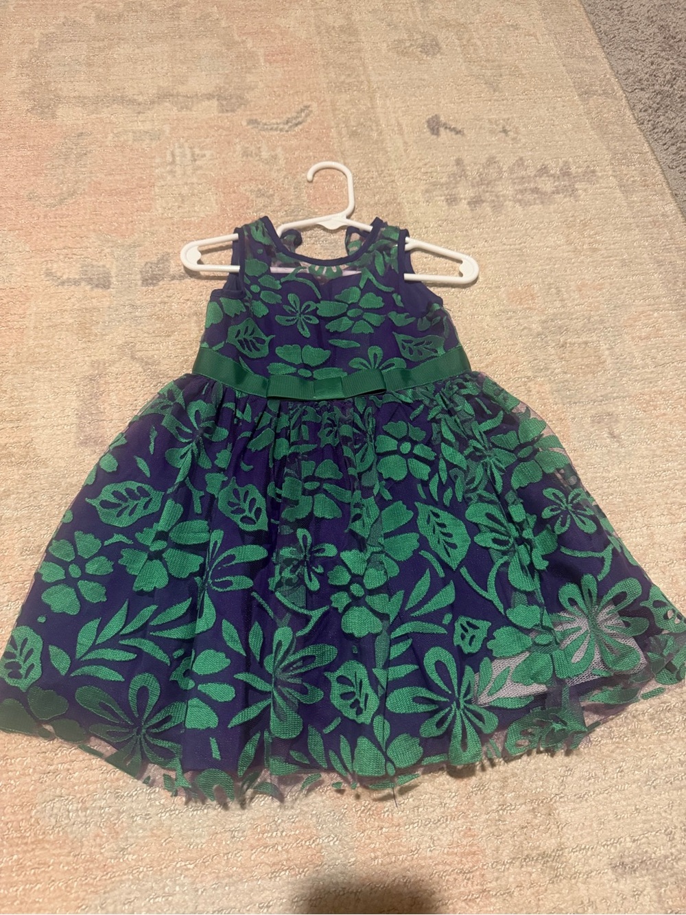 Us Angels Navy and Green Floral Mesh Party Dress